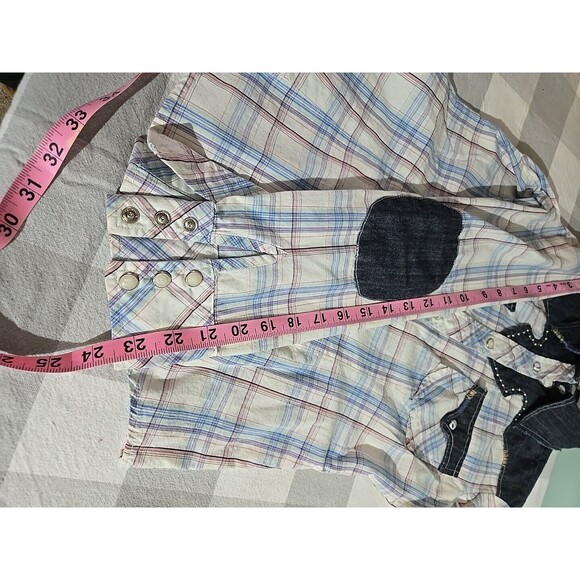 Vigoss Plaid Western Shirt,‎ Pearl Snaps denim, plaid size M - Picture 10 of 12